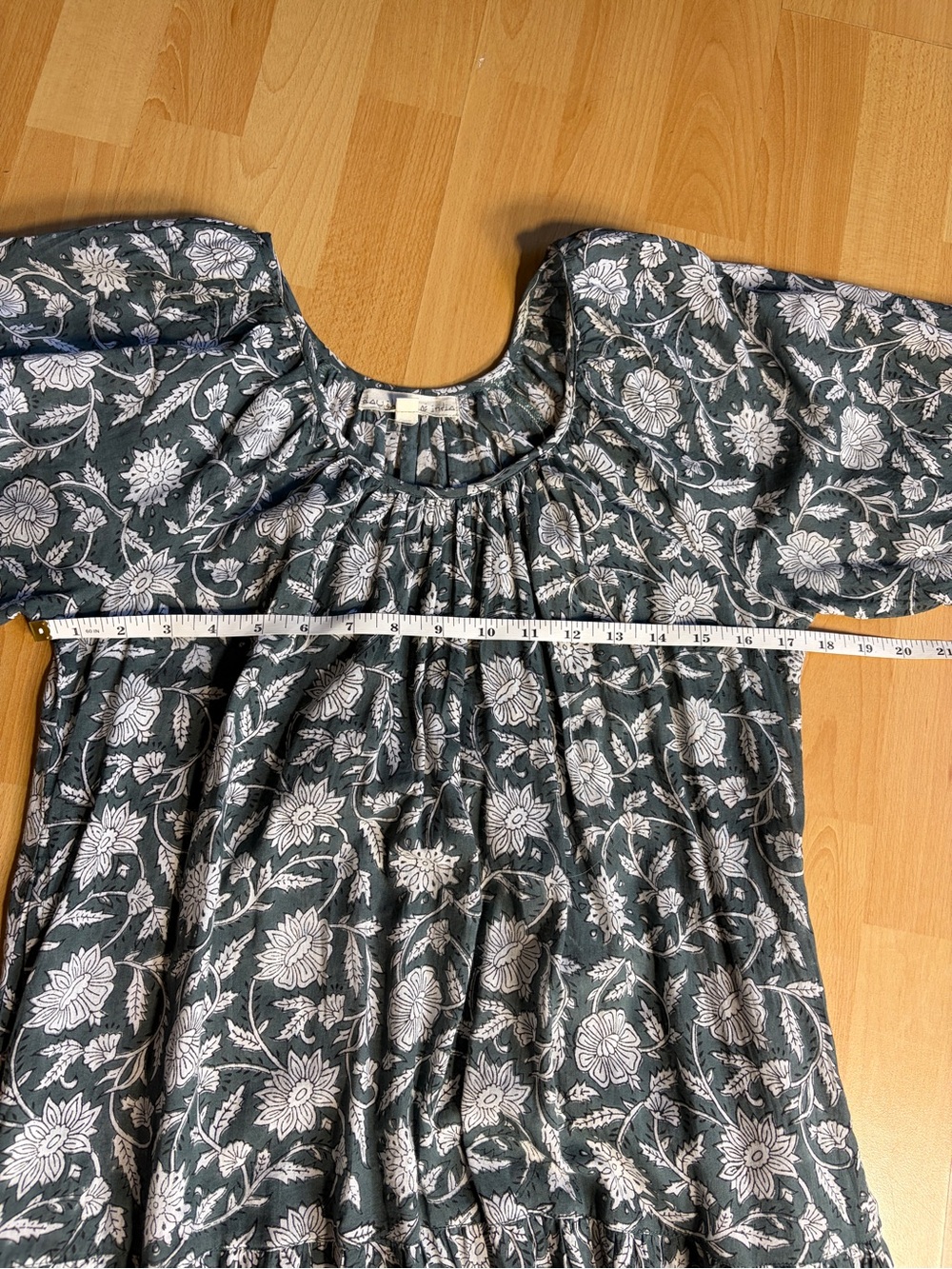 Daughters of India Sahana Forest Green Floral Block Print Tiered Maxi Dress - Picture 11 of 12